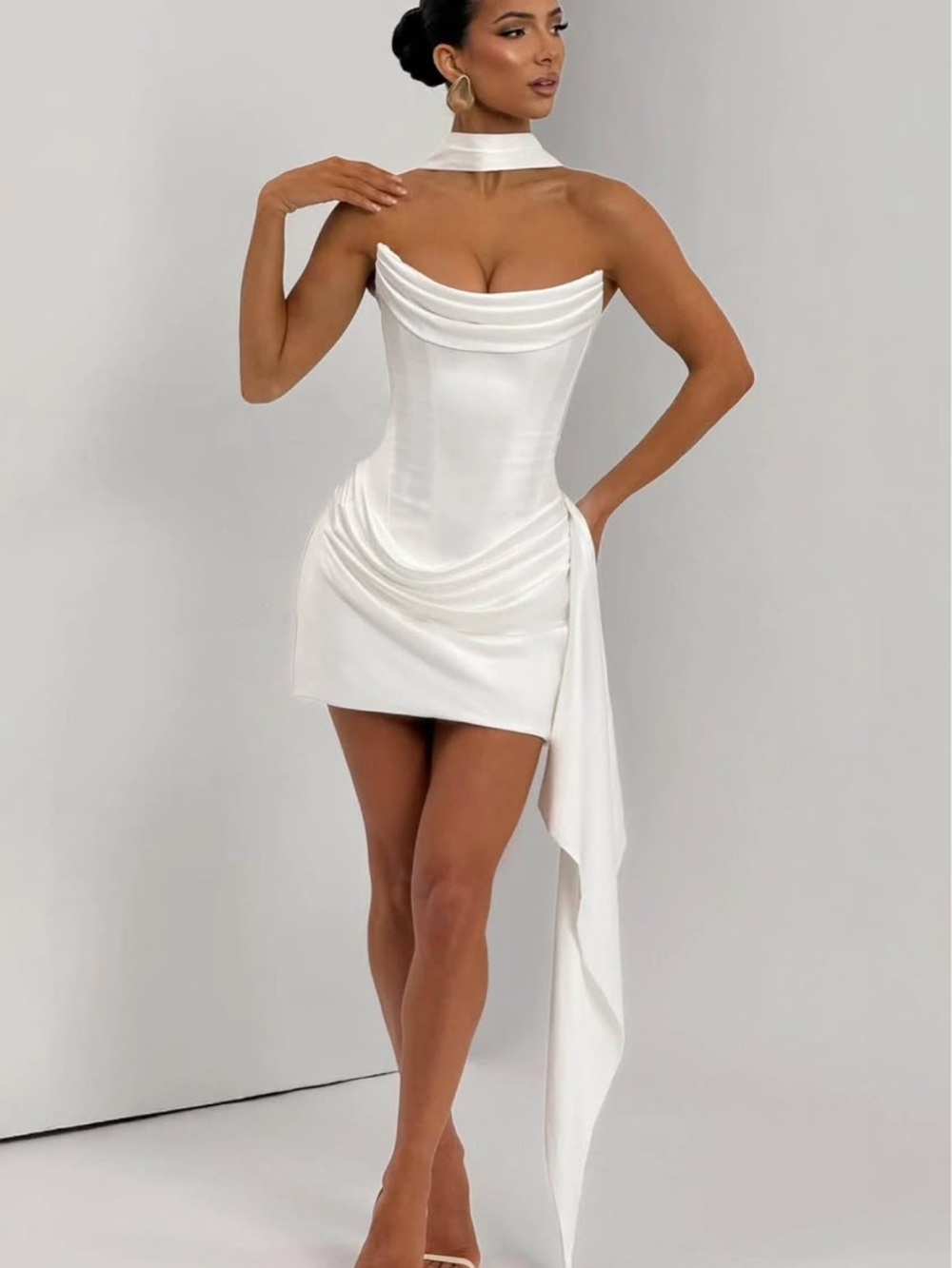 Babyboo White Draped Mini Dress